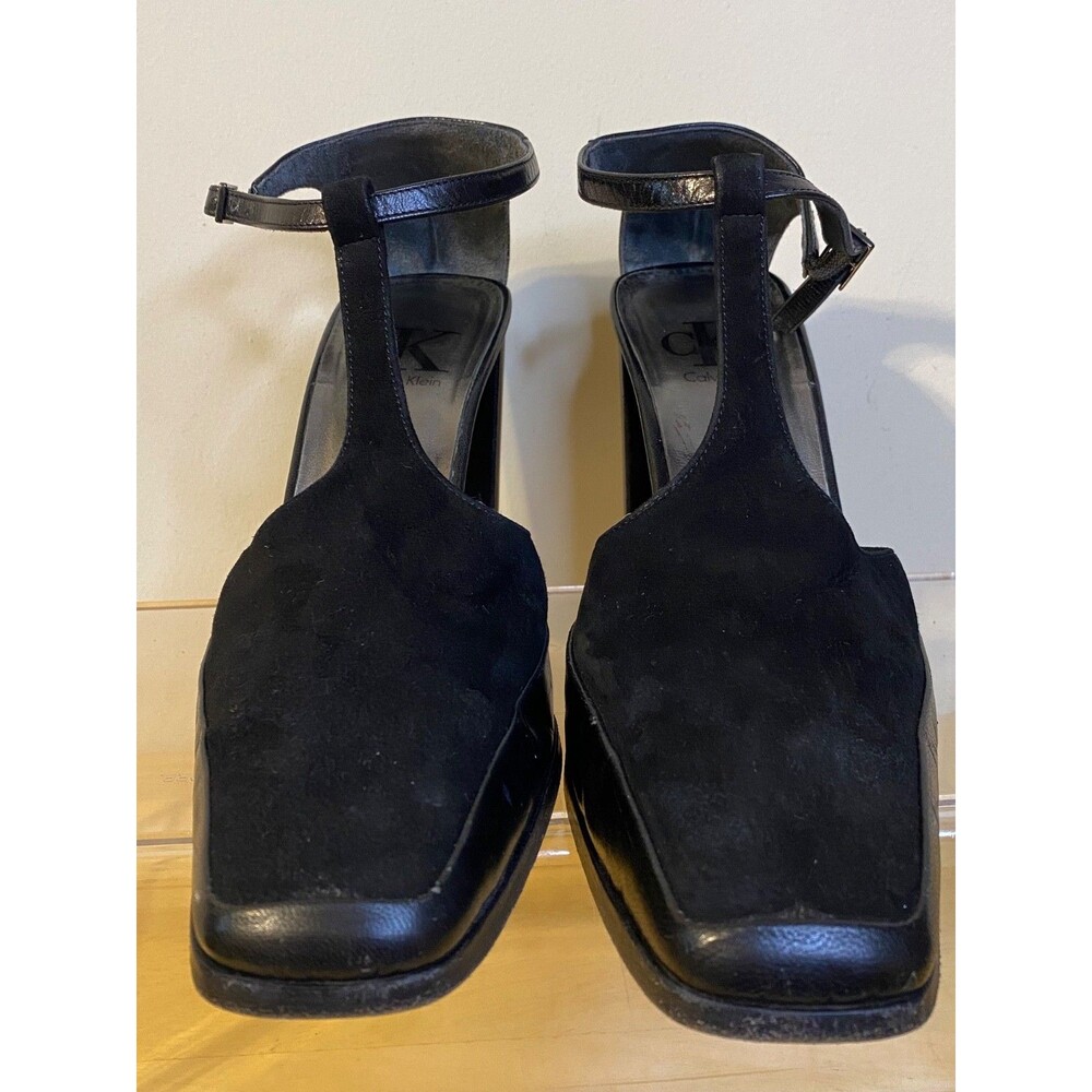 CALVIN KLEIN WOMEN PATENT LEATHER SUEDE HEELS SHOES SIZE 8.5 - Picture 5 of 11